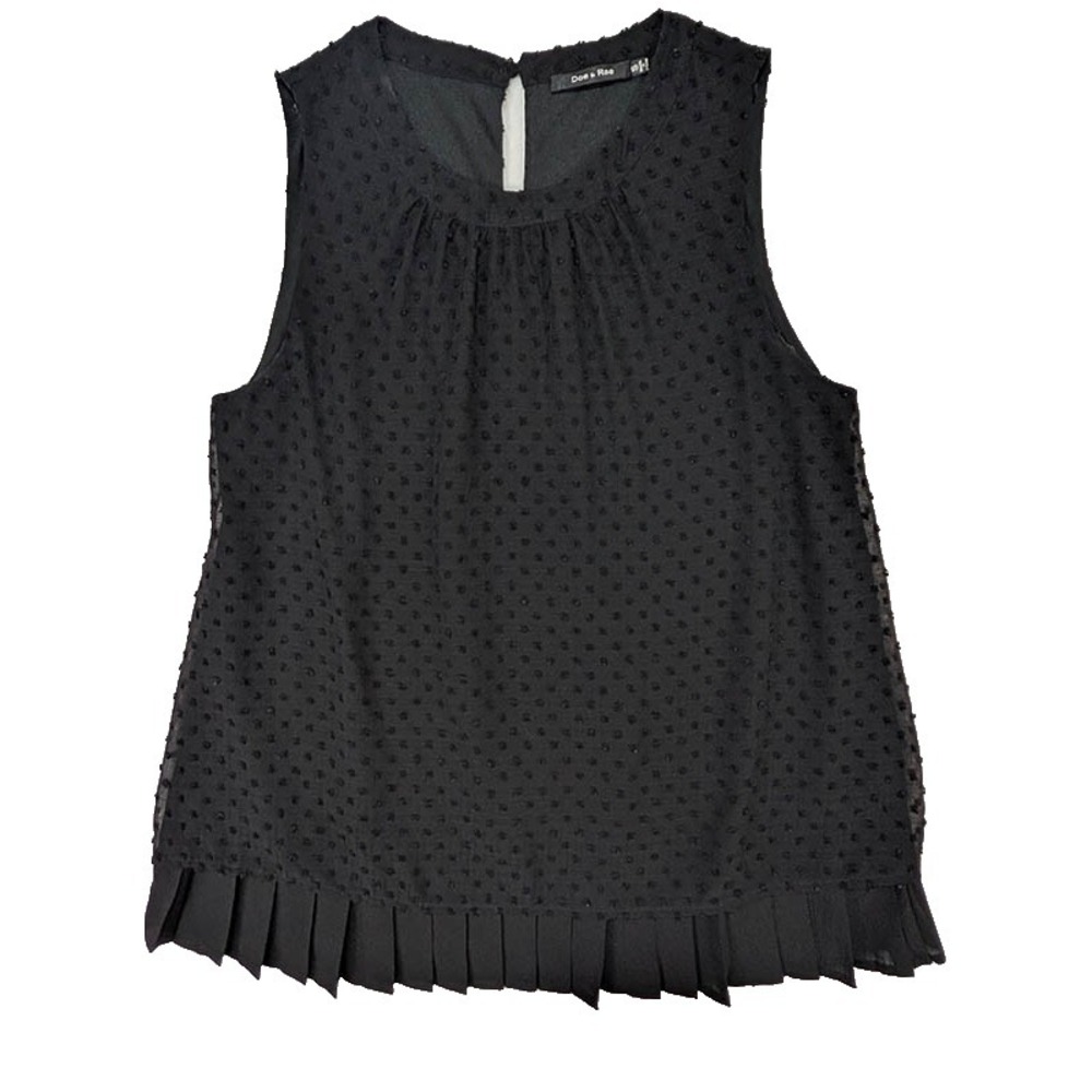 Doe & Rae Top Womens S Black Swiss Dot Coquette Whimsigoth Dark Academic Date
